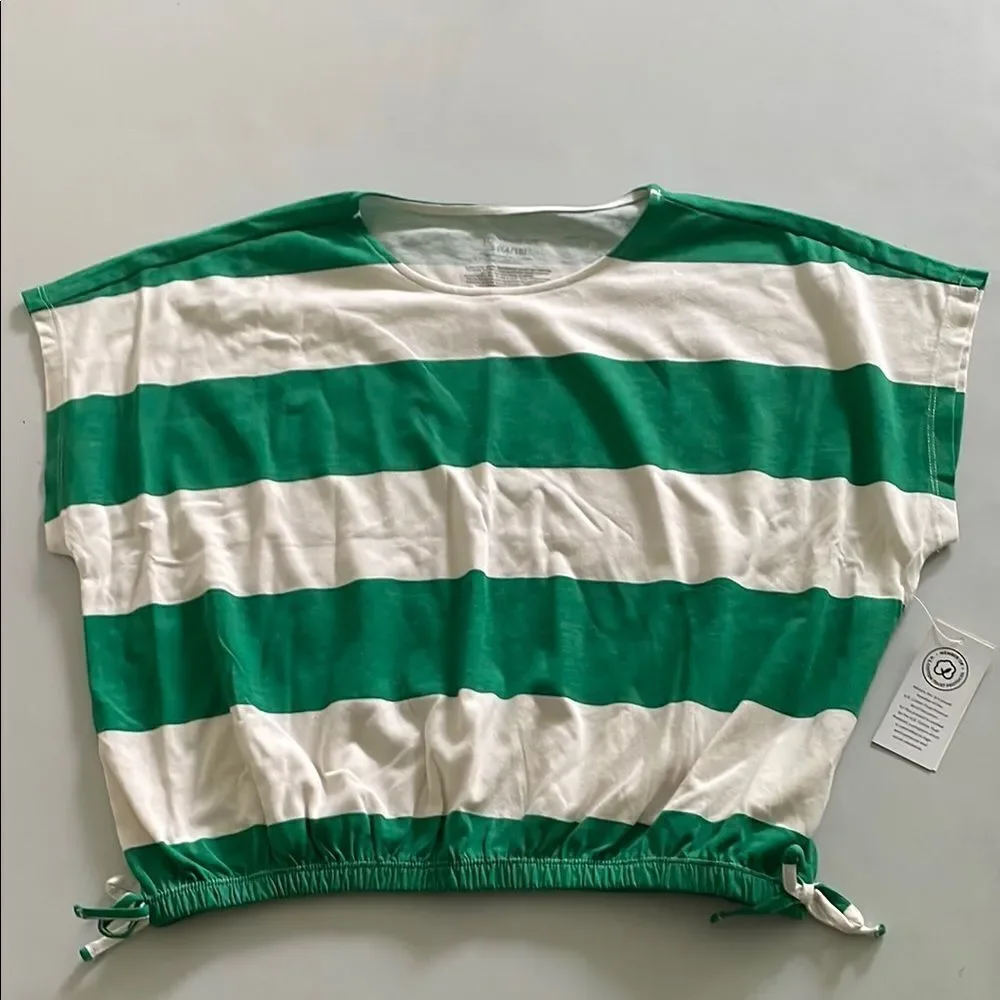 Epic Threads Green and White Striped Short Sleeve Tee